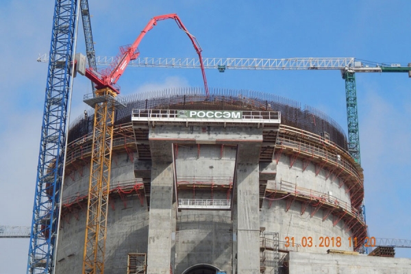 На втором энергоблоке Белорусской АЭС завершено бетонирование купола внутренней защитной оболочки